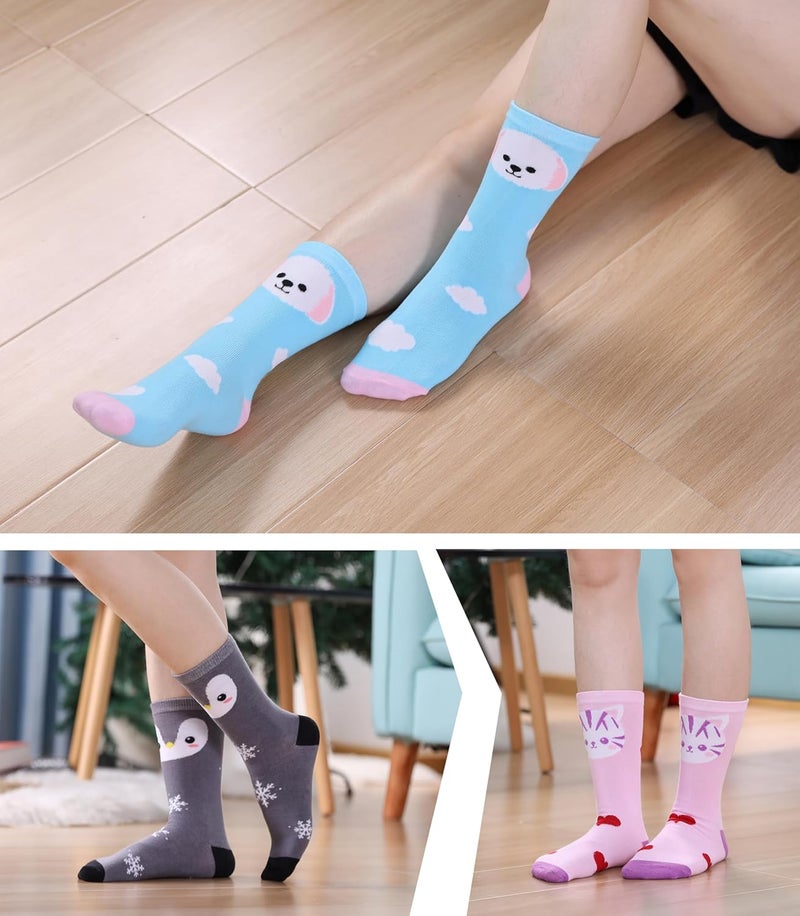 SDBING Womens Cat Socks Cute Gifts Animal Soft Breathable Thin Cotton Casual Crew Socks 5 Pairs - Image 5
